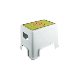 TABOURET CARRÉ DÉCORÉ BLANC