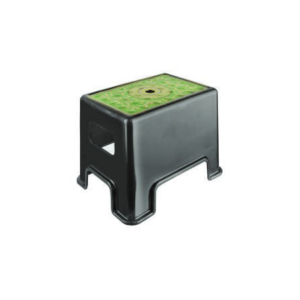 TABOURET CARRÉ DÉCORÉ NOIR